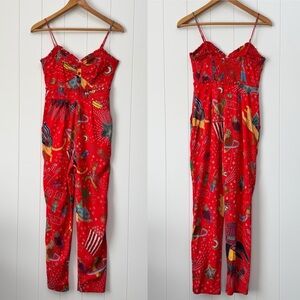 Farm Rio Carnival Jumpsuit Red Multi Size XS